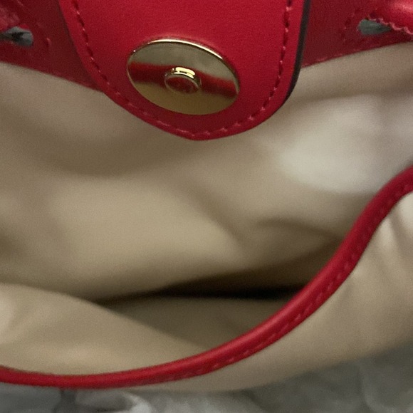 NWT MSRP$375 Ralph Lauren Leather Large Andie Drawstring bucket Bag Holiday Red - Picture 3 of 4